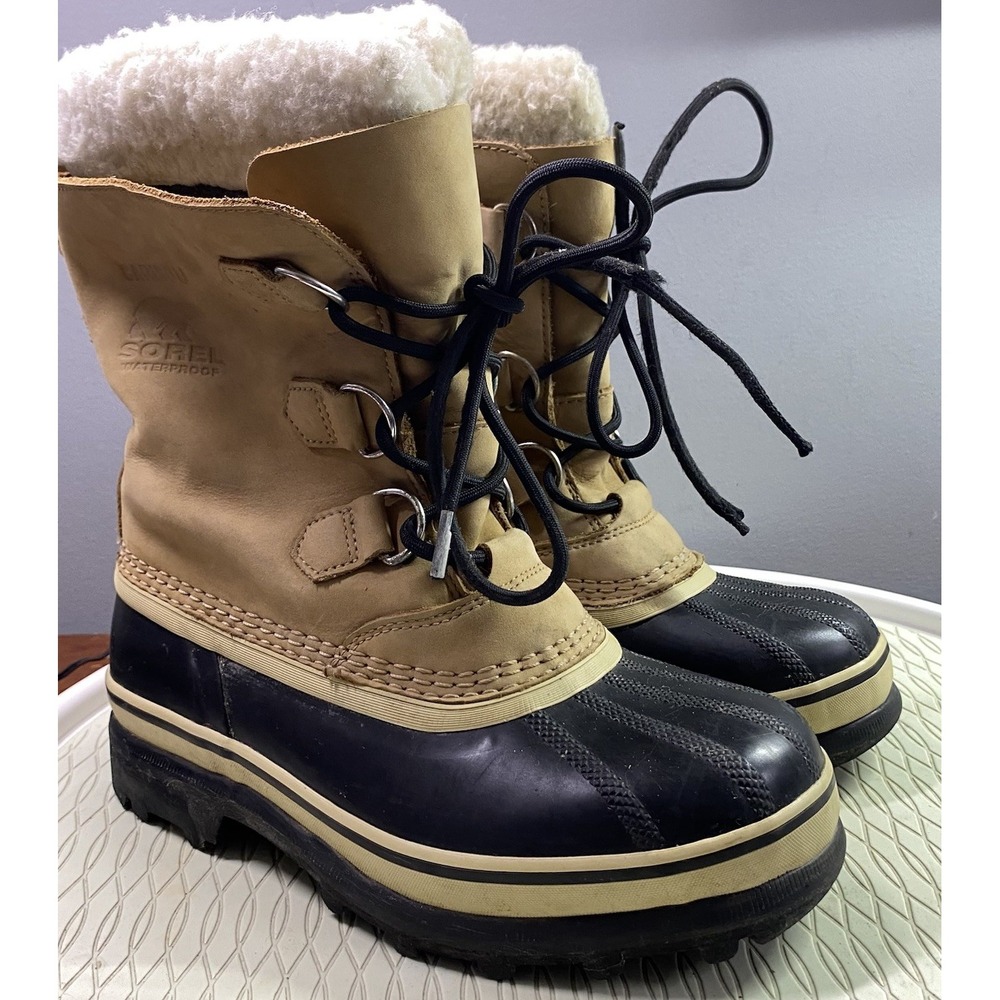 Sorel Caribou Men's‎ Leather Winter Snow Boots Tan Sz. 5